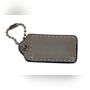 Coach Gray Grey Patent Leather Key Fob Bag Charm Keychain 2"